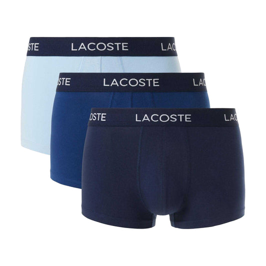 Light Blue-Blue-Navy - Front - Lacoste Mens Cotton Stretch Boxer Shorts (Pack of 3)