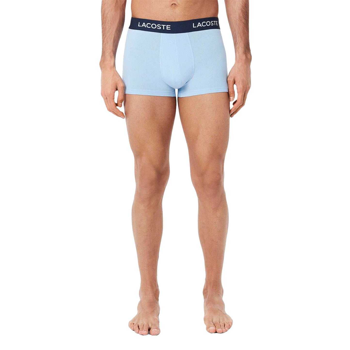 Light Blue-Blue-Navy - Back - Lacoste Mens Cotton Stretch Boxer Shorts (Pack of 3)