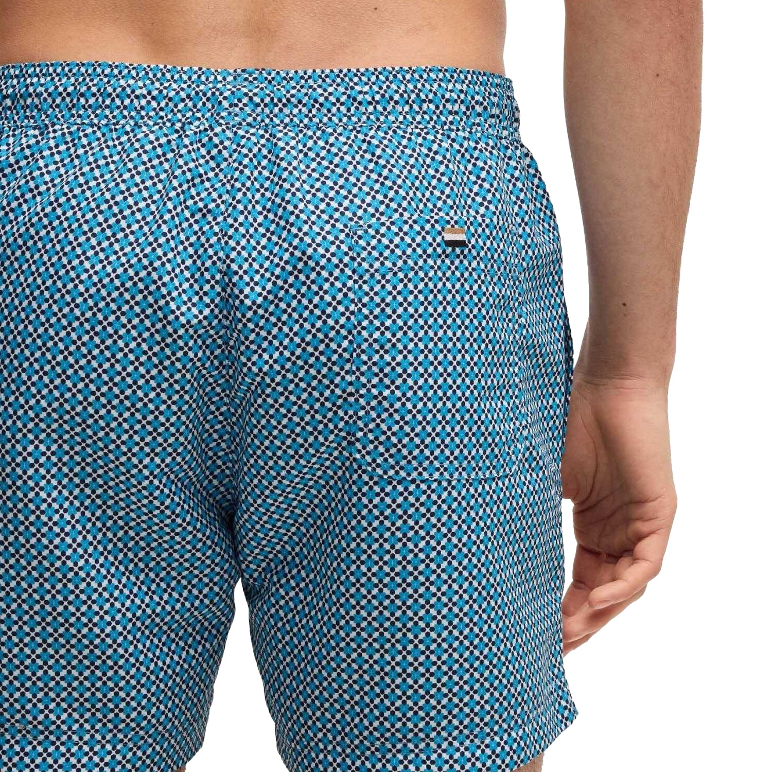 Blue - Back - Boss Mens Logo Swim Shorts