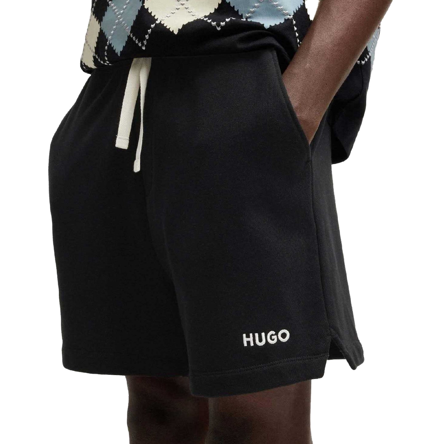 Black - Pack Shot - Hugo Mens Dulasho Contrast Logo Shorts