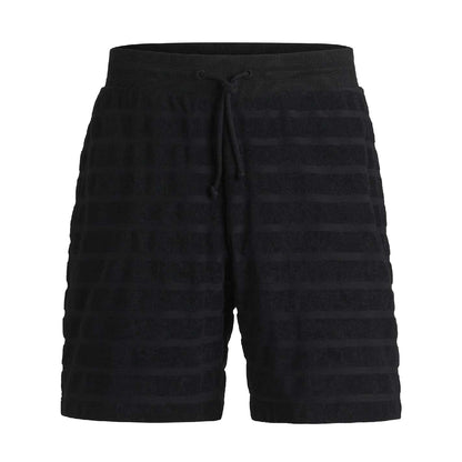 Black - Front - Hugo Mens Dutowel Stripe Relaxed Fit Shorts