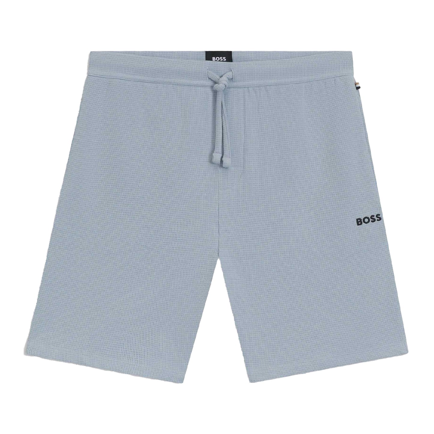 Blue - Front - Boss Mens Waffle Embroidered Logo Pyjama Shorts
