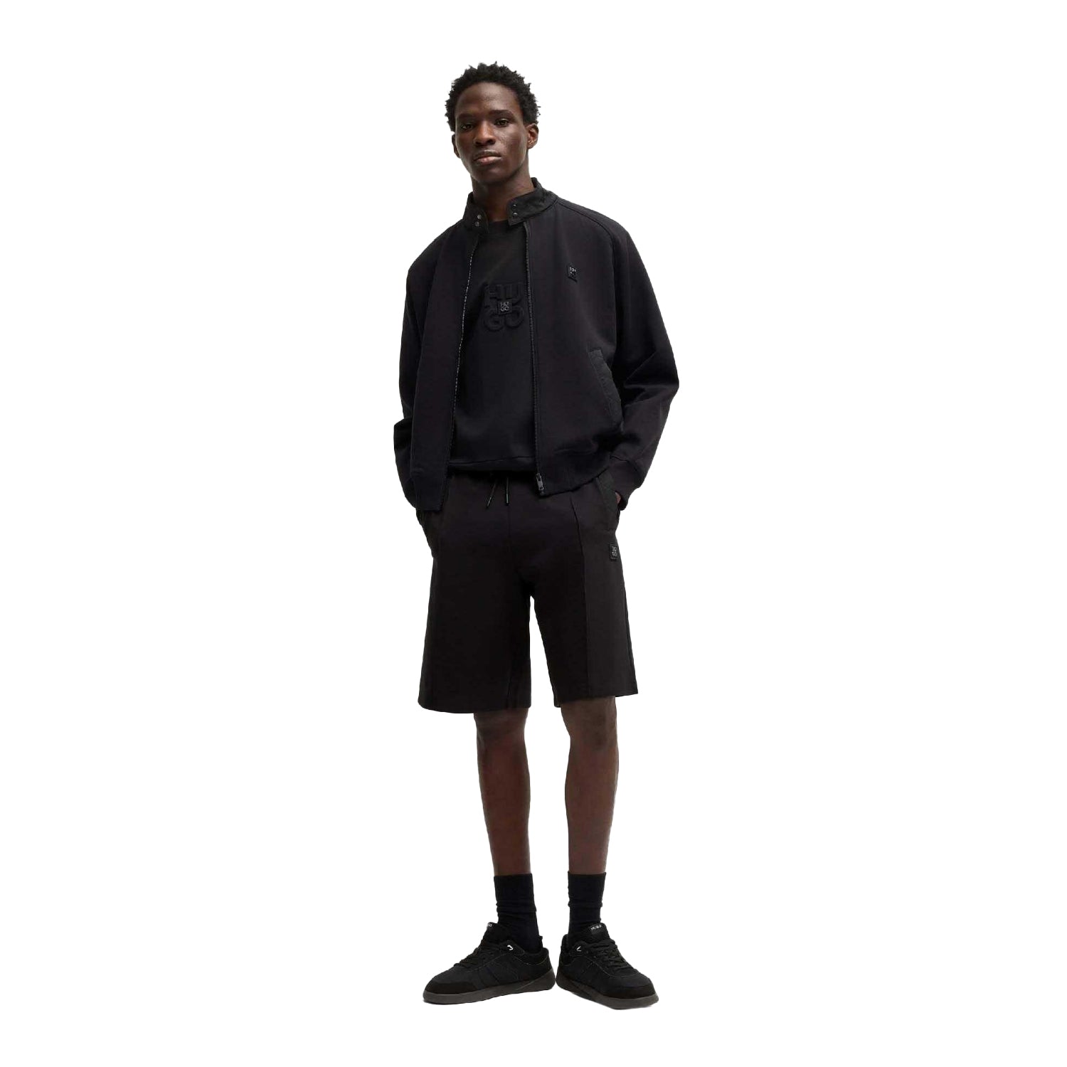 Black - Close up - Hugo Mens Dilmos Pintuck Shorts