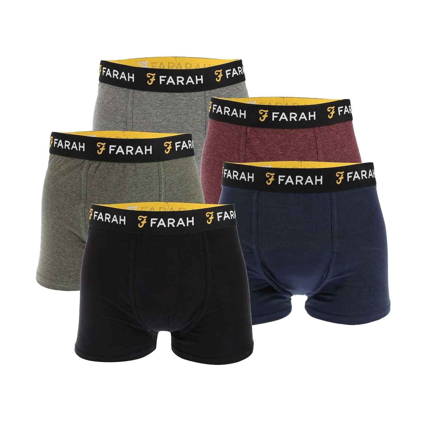 Multicoloured - Front - Farah Mens Bossert Print Waistband Boxer Shorts (Pack of 5)