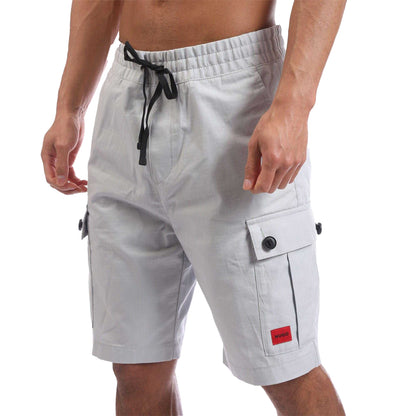 Grey - Side - Hugo Mens Logo Shorts