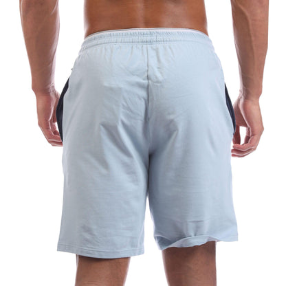 Blue - Back - Boss Mens Cotton Embroidered Logo Stretch Shorts