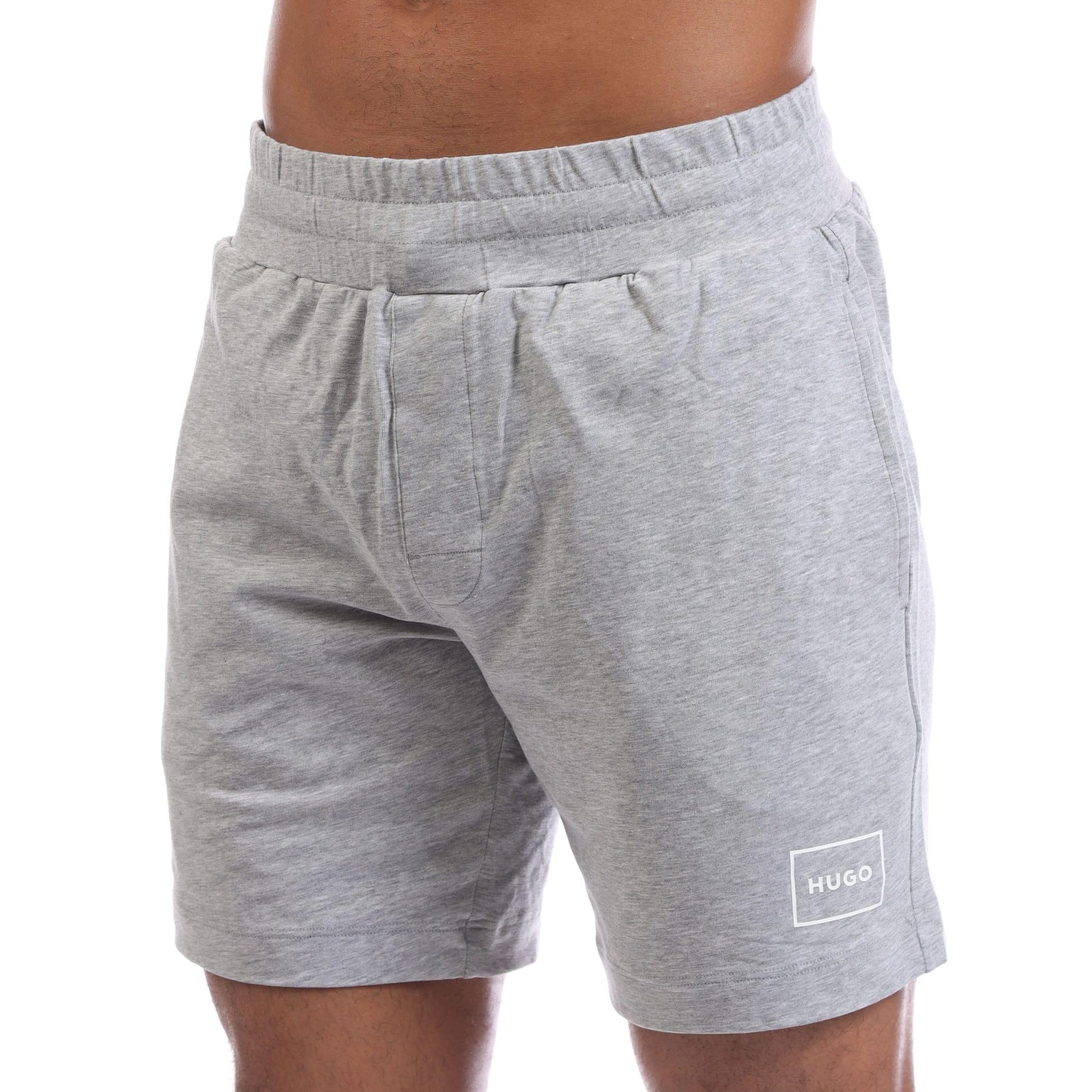 Grey - Side - Hugo Mens Laze Logo Shorts