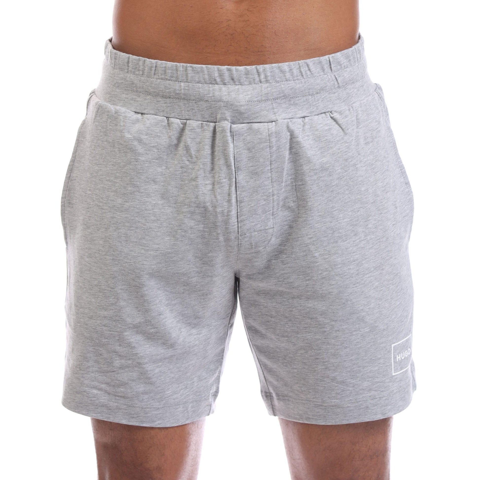 Grey - Front - Hugo Mens Laze Logo Shorts