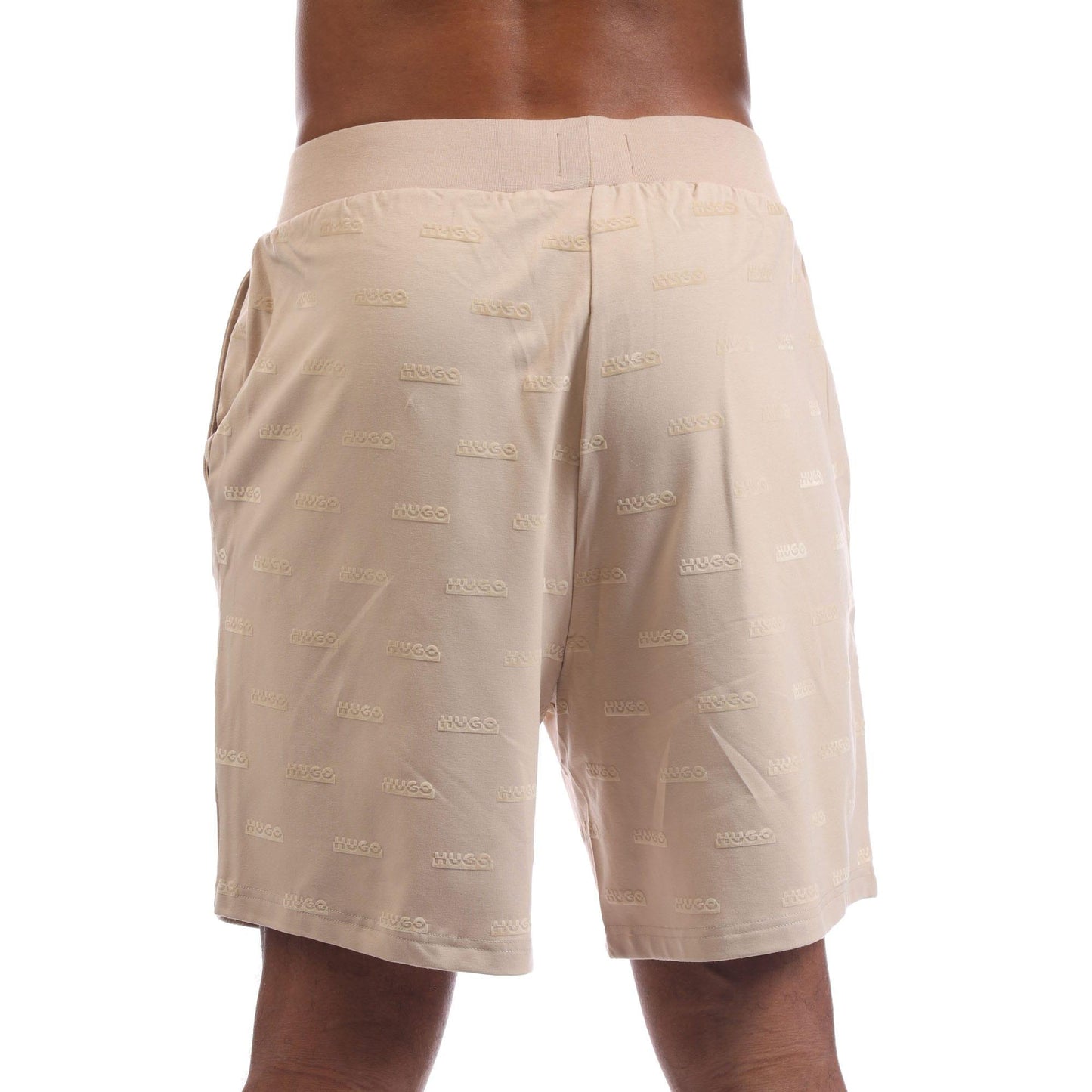 Beige - Back - Hugo Mens Kay Repeat Logo Shorts