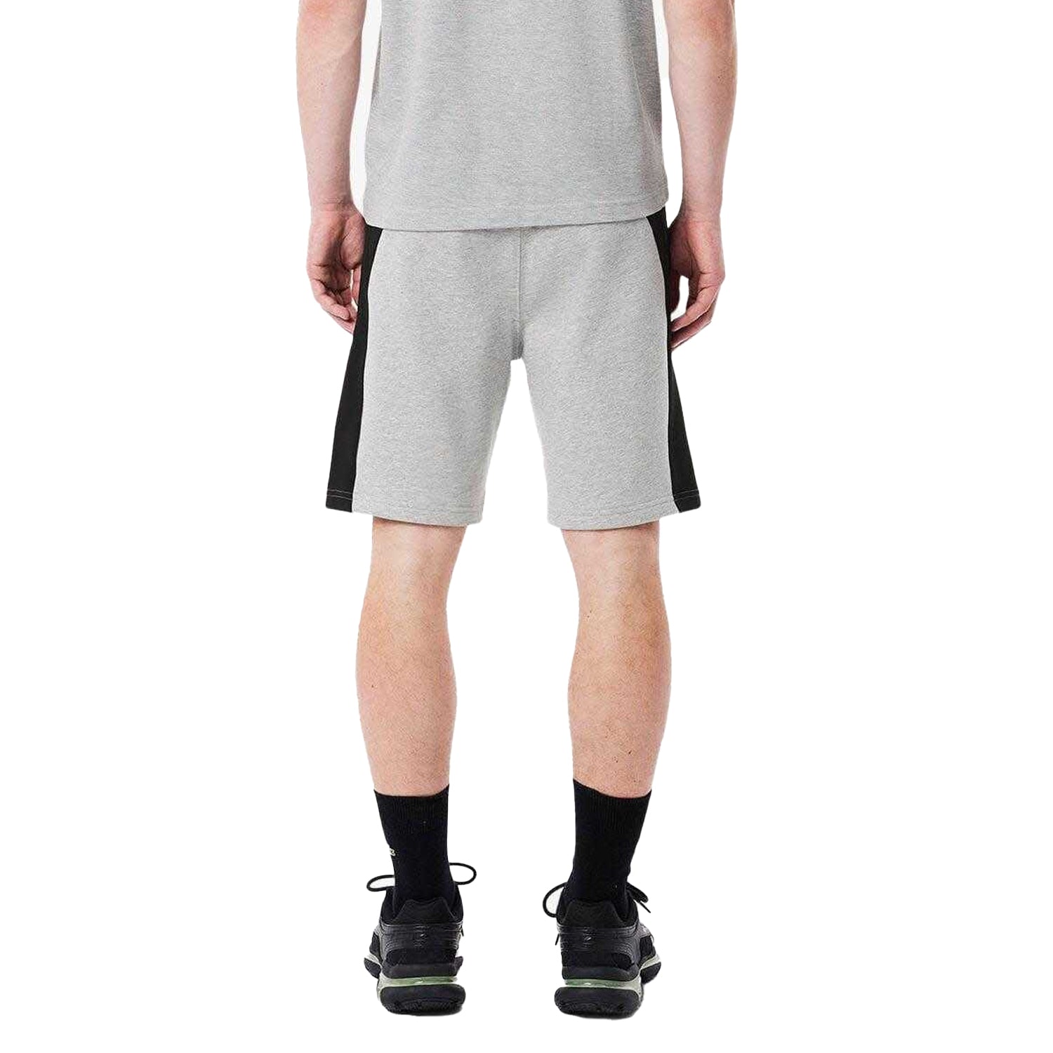 Grey - Back - Lacoste Mens Fleece Colour Block Shorts