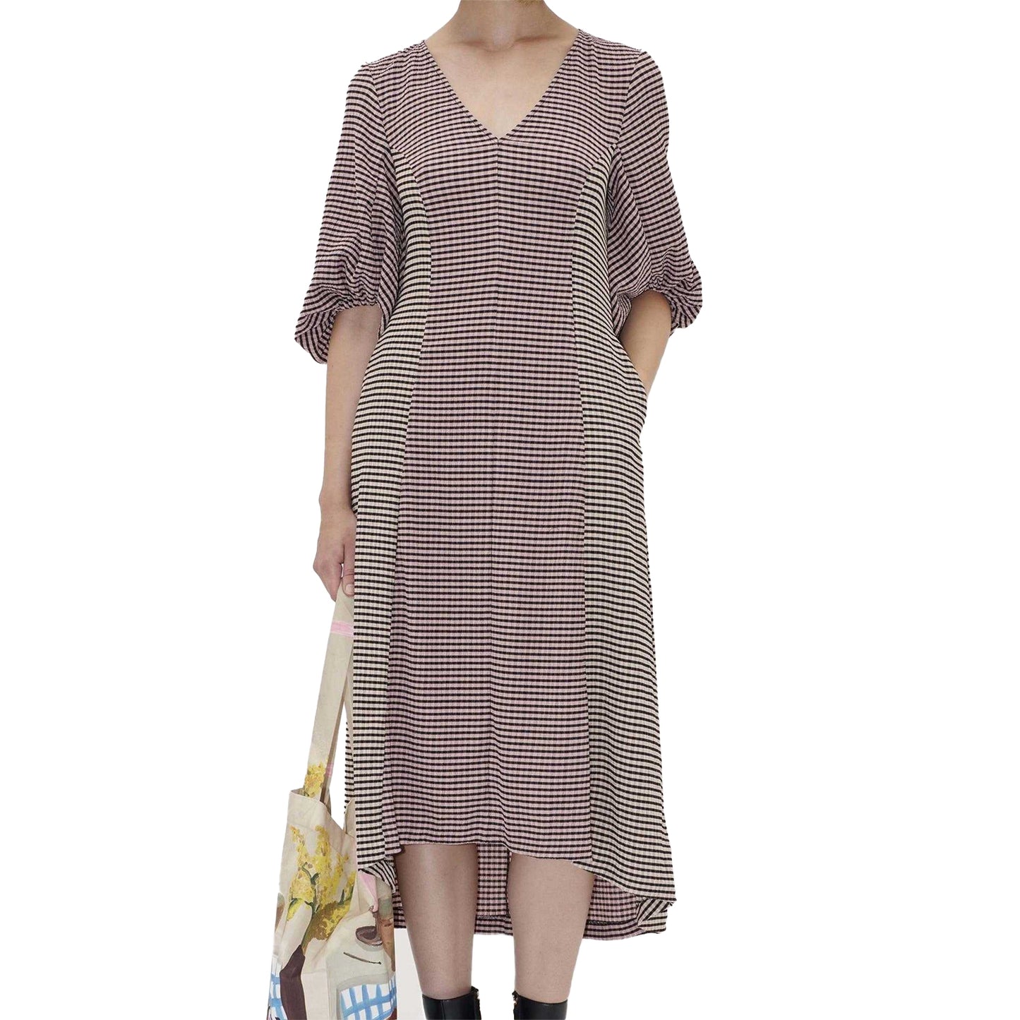 Pink - Front - Stine Goya Womens-Ladies 3-4 Sleeve Midi Dress