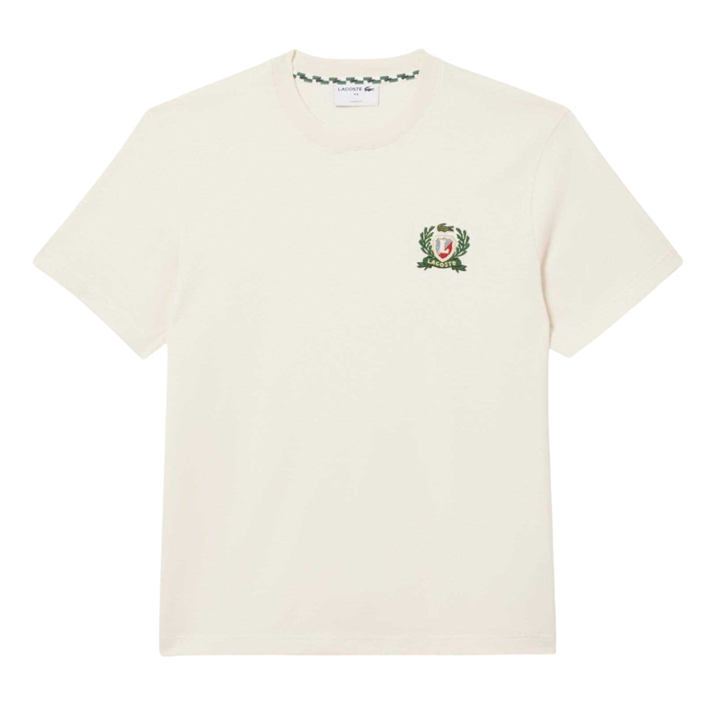 Cream - Front - Lacoste Mens French Made Embroidered Logo T-Shirt