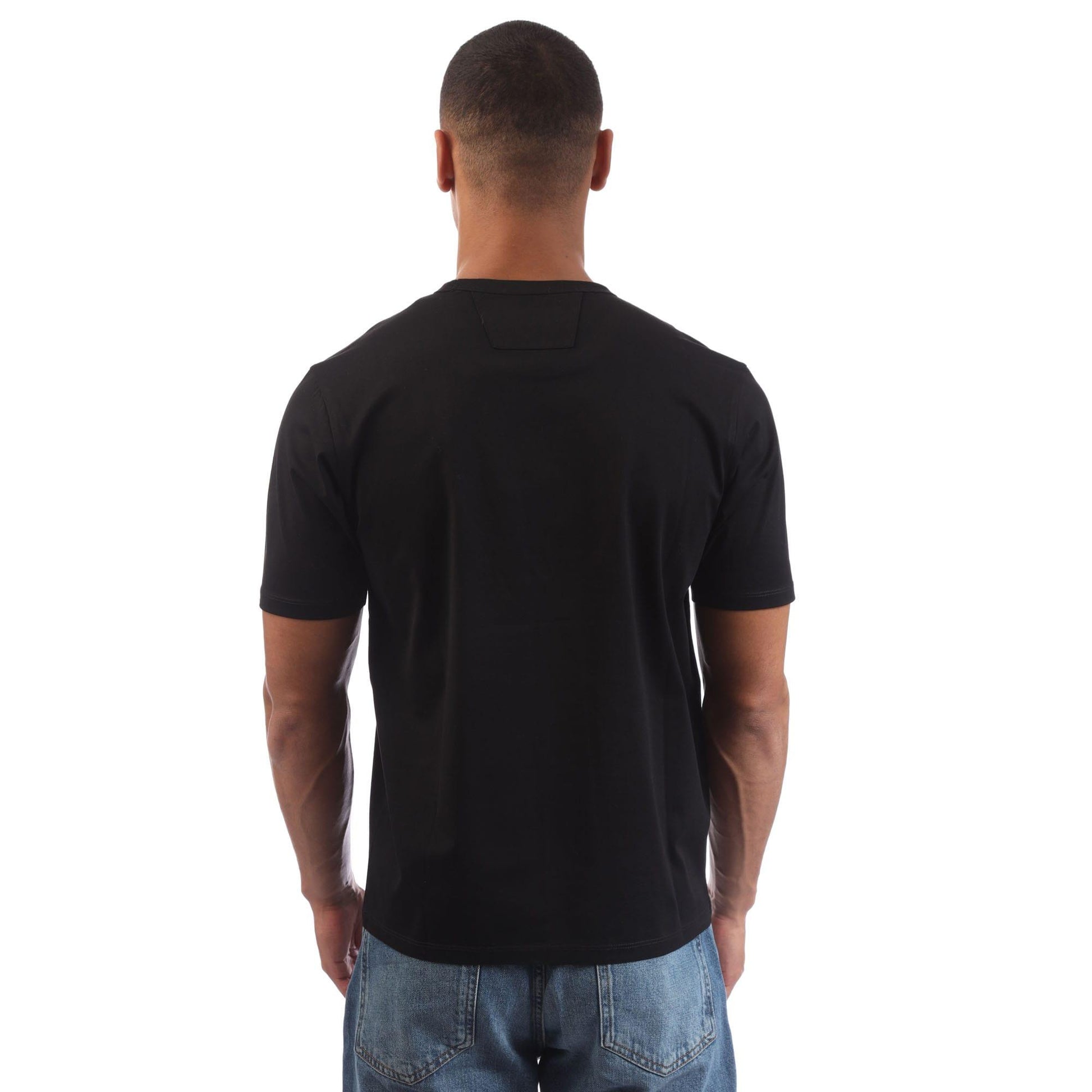 Black - Back - C.P. Company Mens Logo Mercerised Cotton T-Shirt