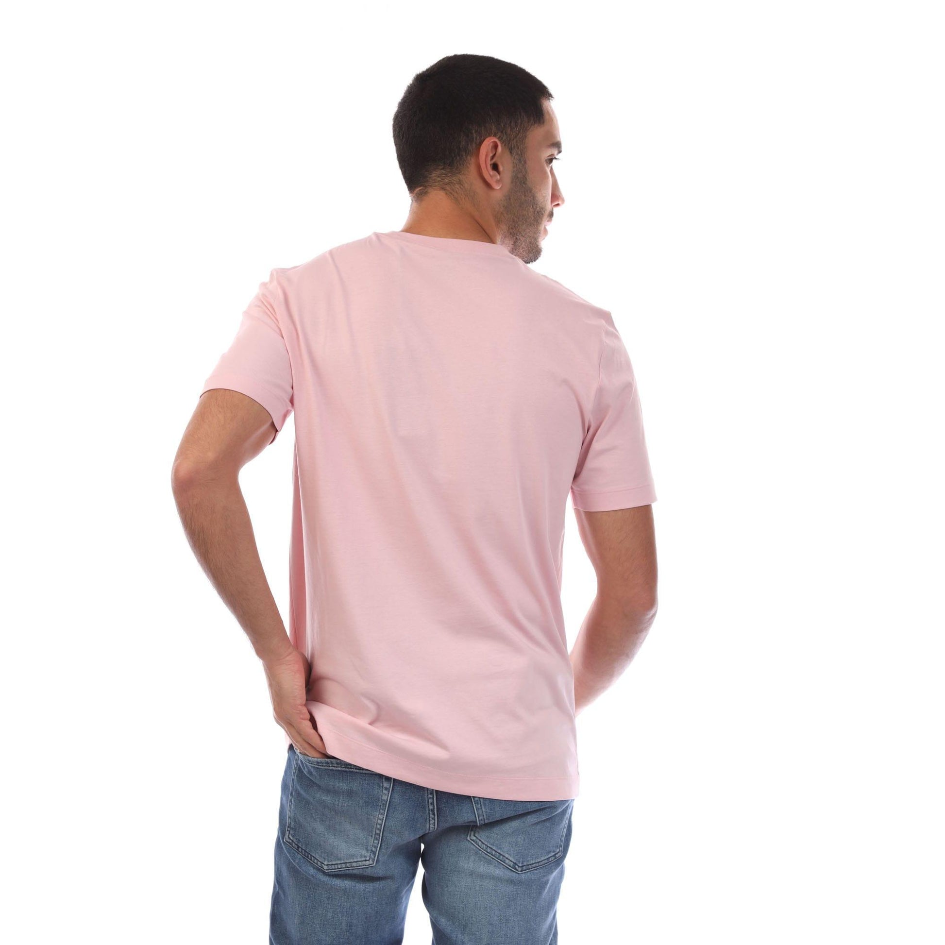 Pink - Back - Boss Mens Thompson 01 T-Shirt