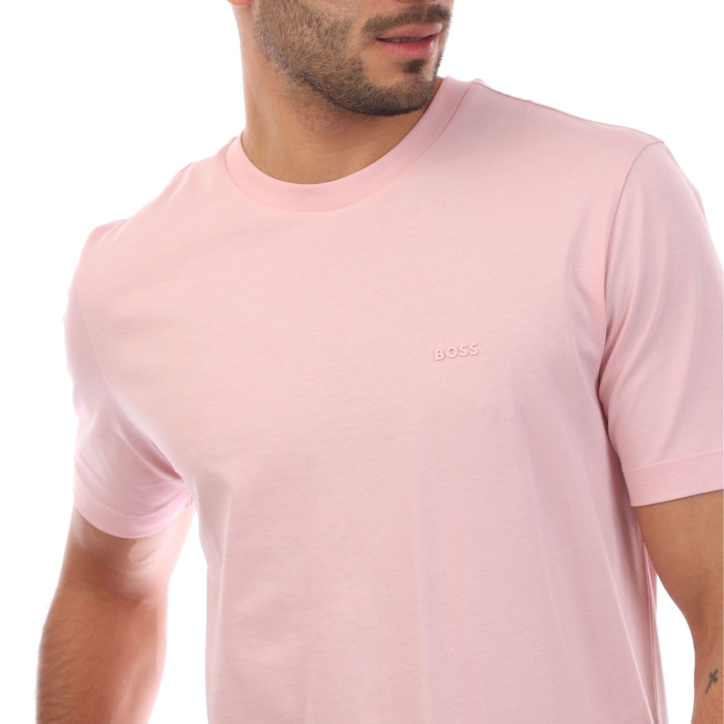 Pink - Side - Boss Mens Thompson 01 T-Shirt