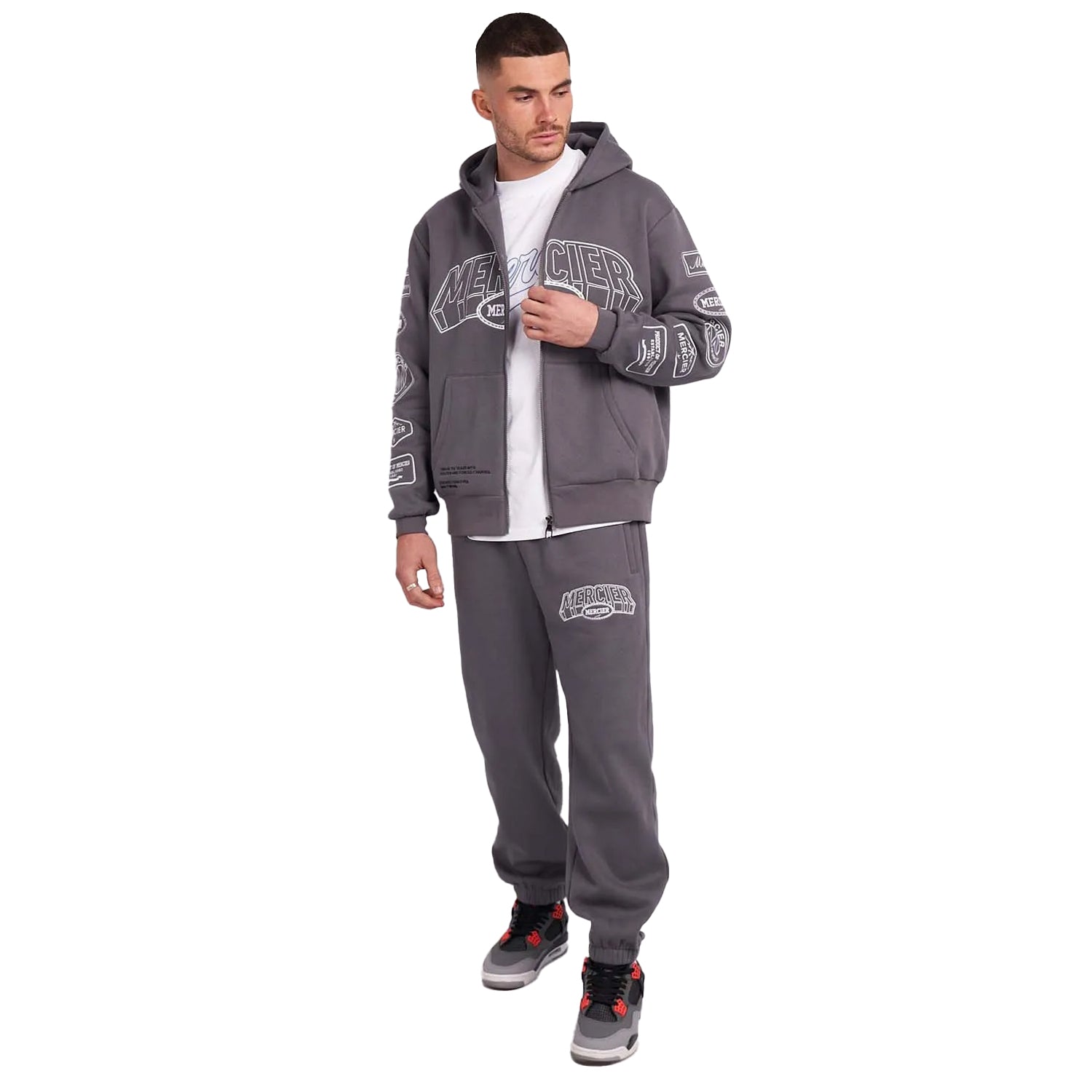 Grey - Side - Mercier Unisex Adult Compton Jogging Bottoms