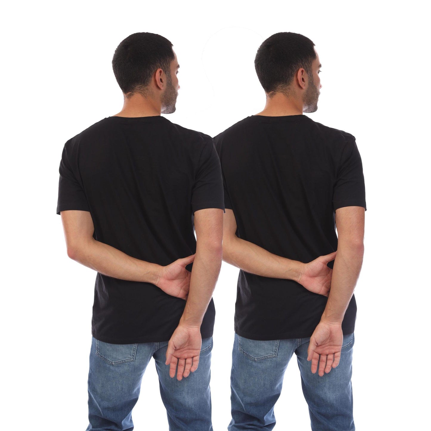 Black - Back - Boss Mens V Neck T-Shirt (Pack of 2)