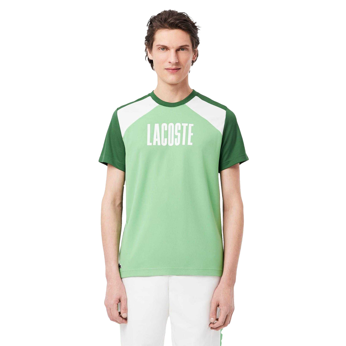 Green - Side - Lacoste Mens Colour Block T-Shirt