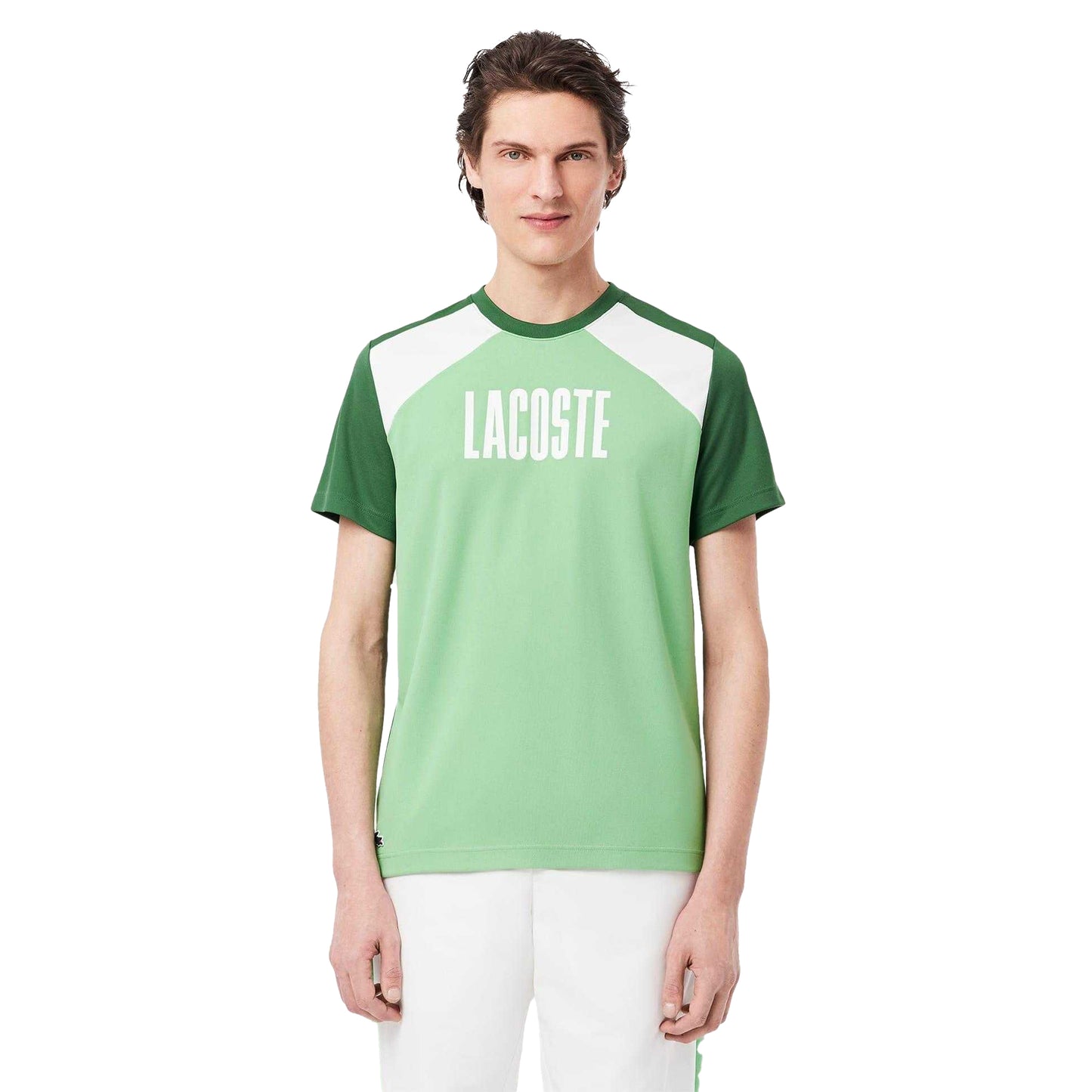 Green - Side - Lacoste Mens Colour Block T-Shirt
