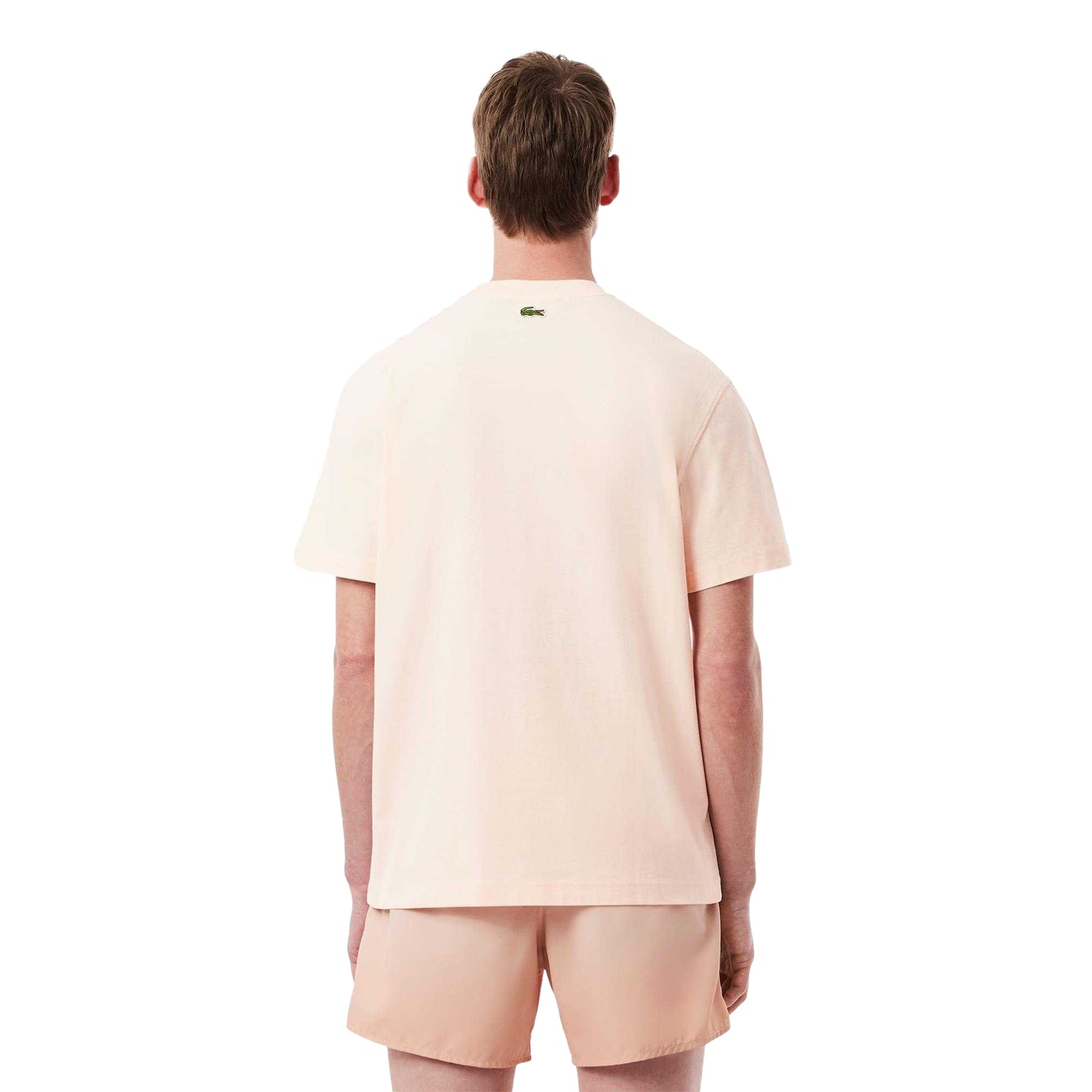 Orange - Back - Lacoste Mens Printed Cotton Jersey T-Shirt