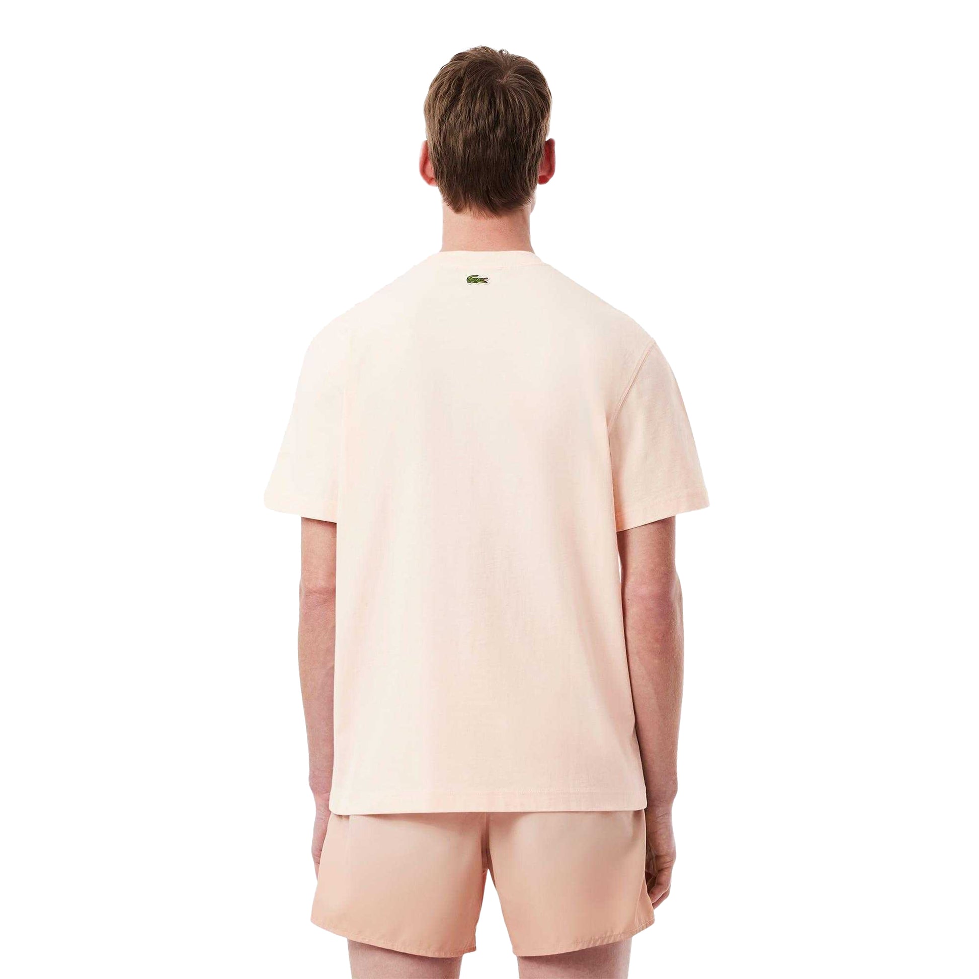 Orange - Back - Lacoste Mens Printed Cotton Jersey T-Shirt