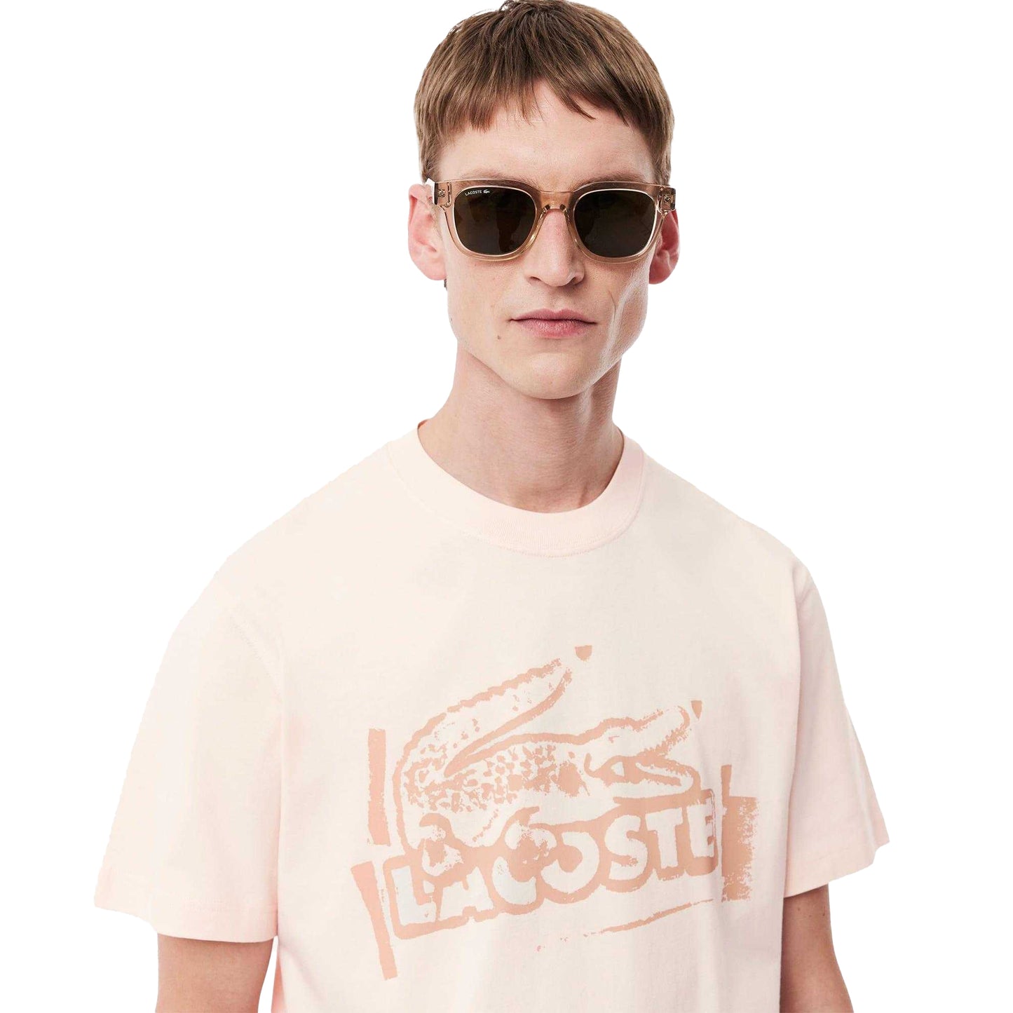 Orange - Lifestyle - Lacoste Mens Printed Cotton Jersey T-Shirt