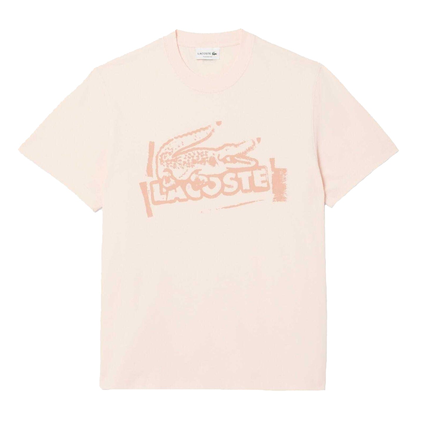 Orange - Front - Lacoste Mens Printed Cotton Jersey T-Shirt