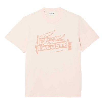 Orange - Front - Lacoste Mens Printed Cotton Jersey T-Shirt