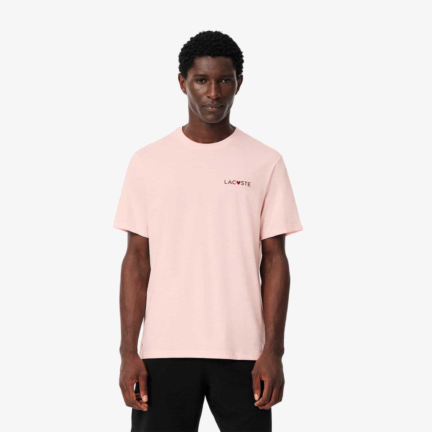 Pink - Back - Lacoste Mens Valentines Lounge T-Shirt