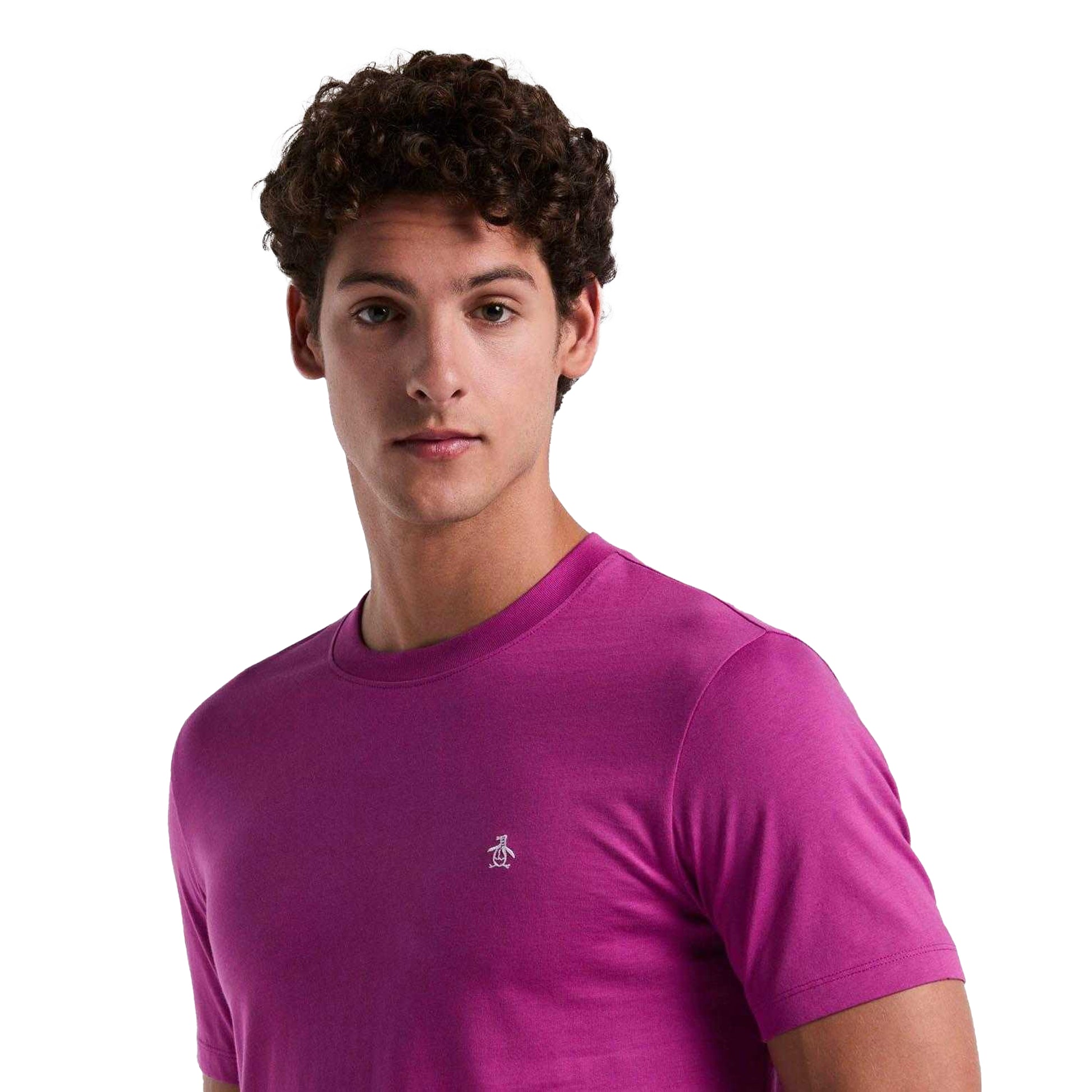 Purple - Side - Original Penguin Mens Embroidered Logo T-Shirt