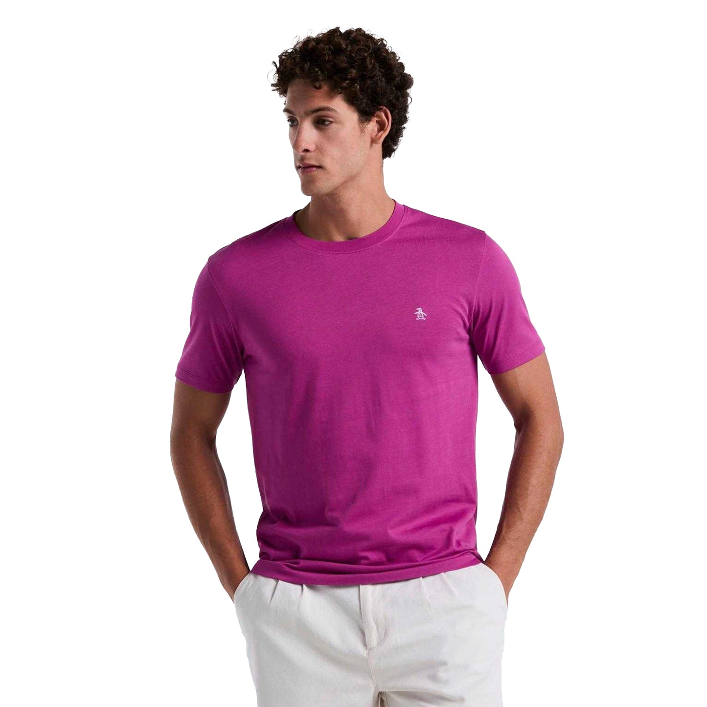 Purple - Front - Original Penguin Mens Embroidered Logo T-Shirt