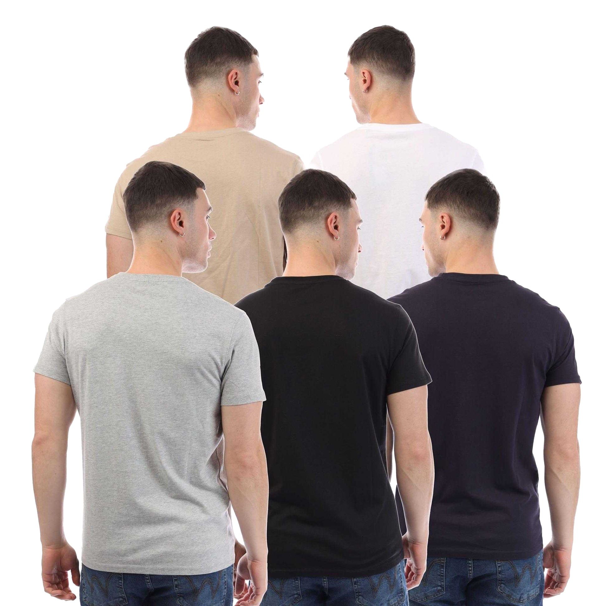 Black-Grey-White-Beige - Back - Duck and Cover Mens Frankinz T-Shirt (Pack of 5)