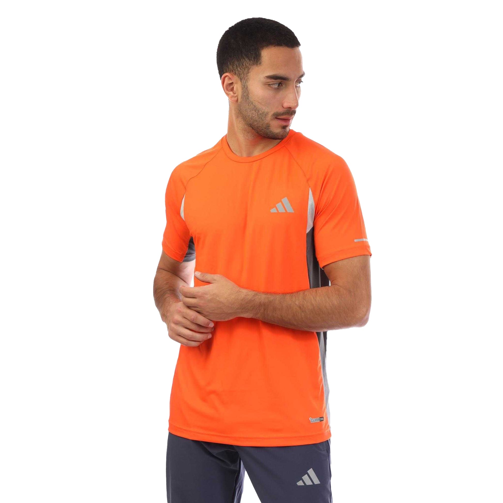 Orange - Front - Adidas Mens Climacool T-Shirt