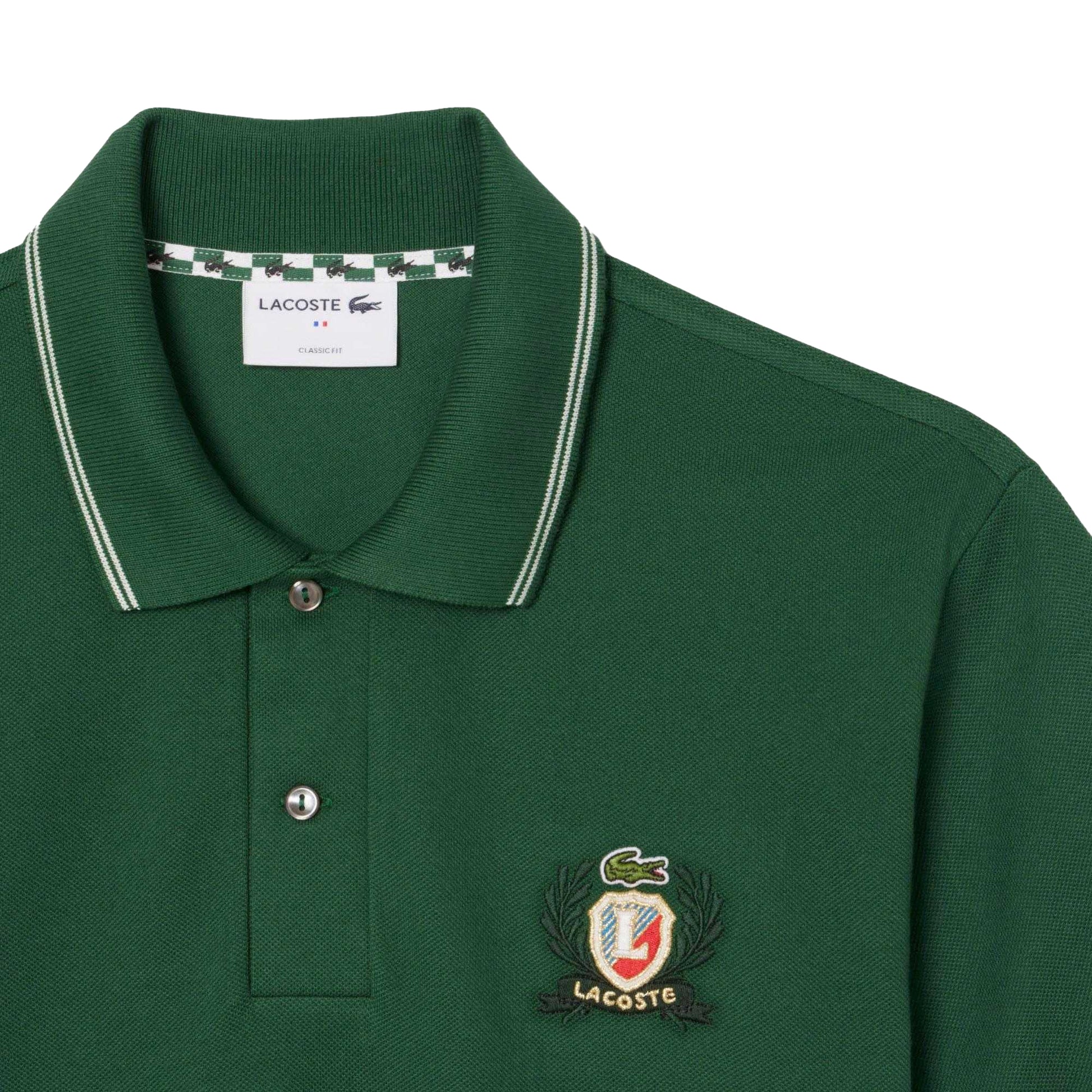 Green - Side - Lacoste Mens L.12.12 Embroidered Classic Polo Shirt