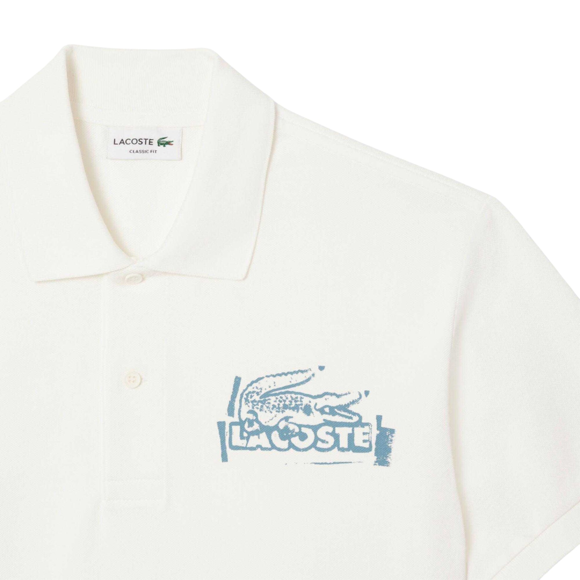 Cream - Back - Lacoste Mens L.12.12 Printed Classic Polo Shirt
