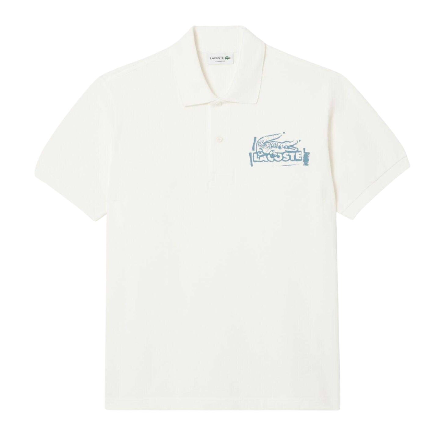 Cream - Front - Lacoste Mens L.12.12 Printed Classic Polo Shirt