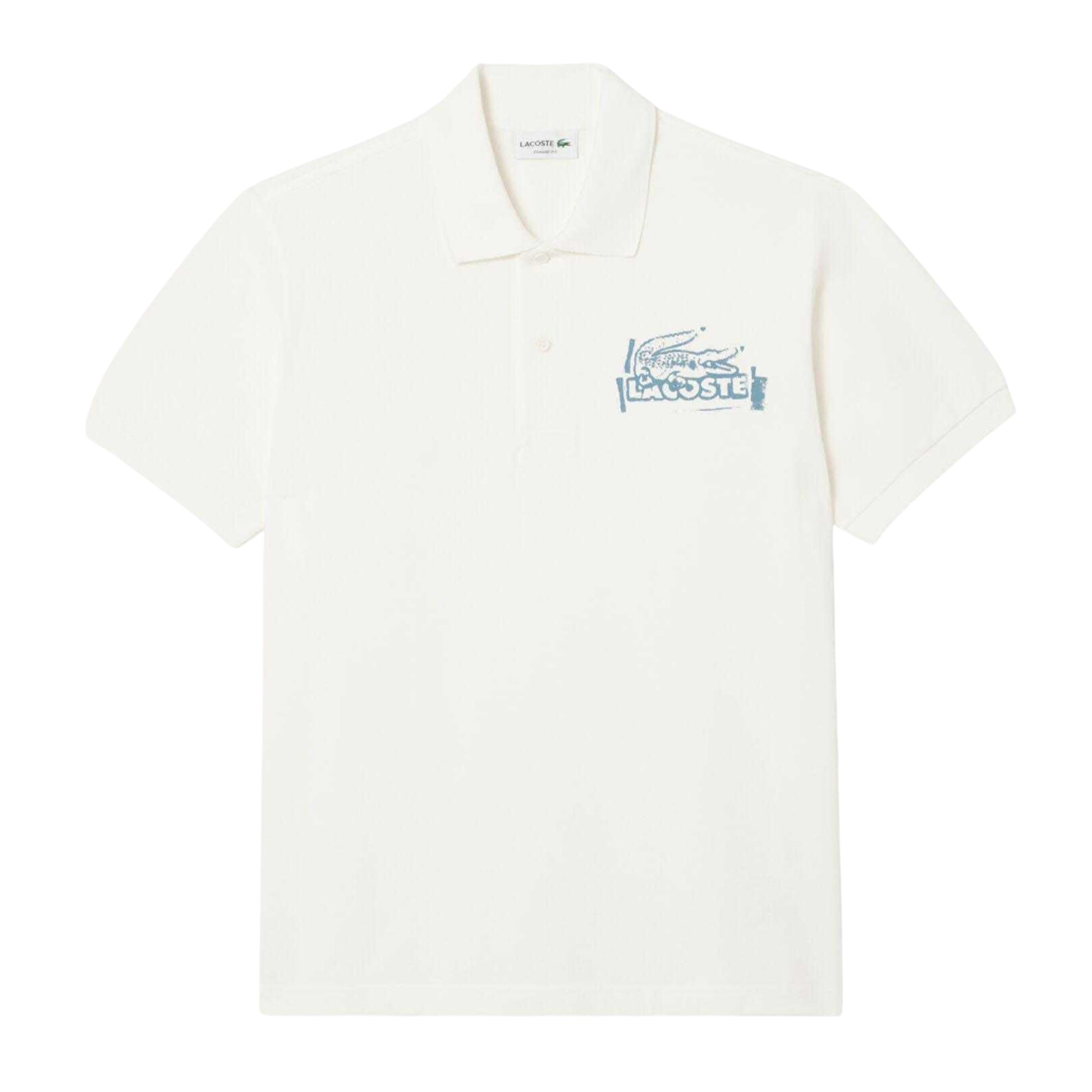 Cream - Front - Lacoste Mens L.12.12 Printed Classic Polo Shirt
