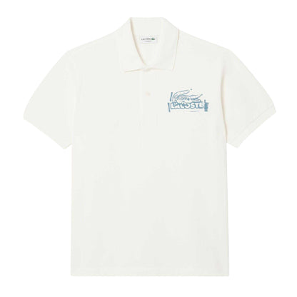 Cream - Front - Lacoste Mens L.12.12 Printed Classic Polo Shirt