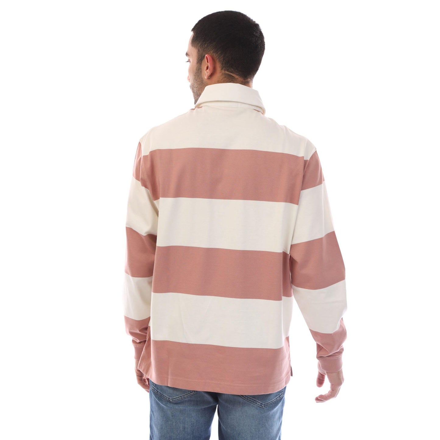 White-Pink - Back - Hugo Mens Diragbi Stripe Long-Sleeved Polo Shirt