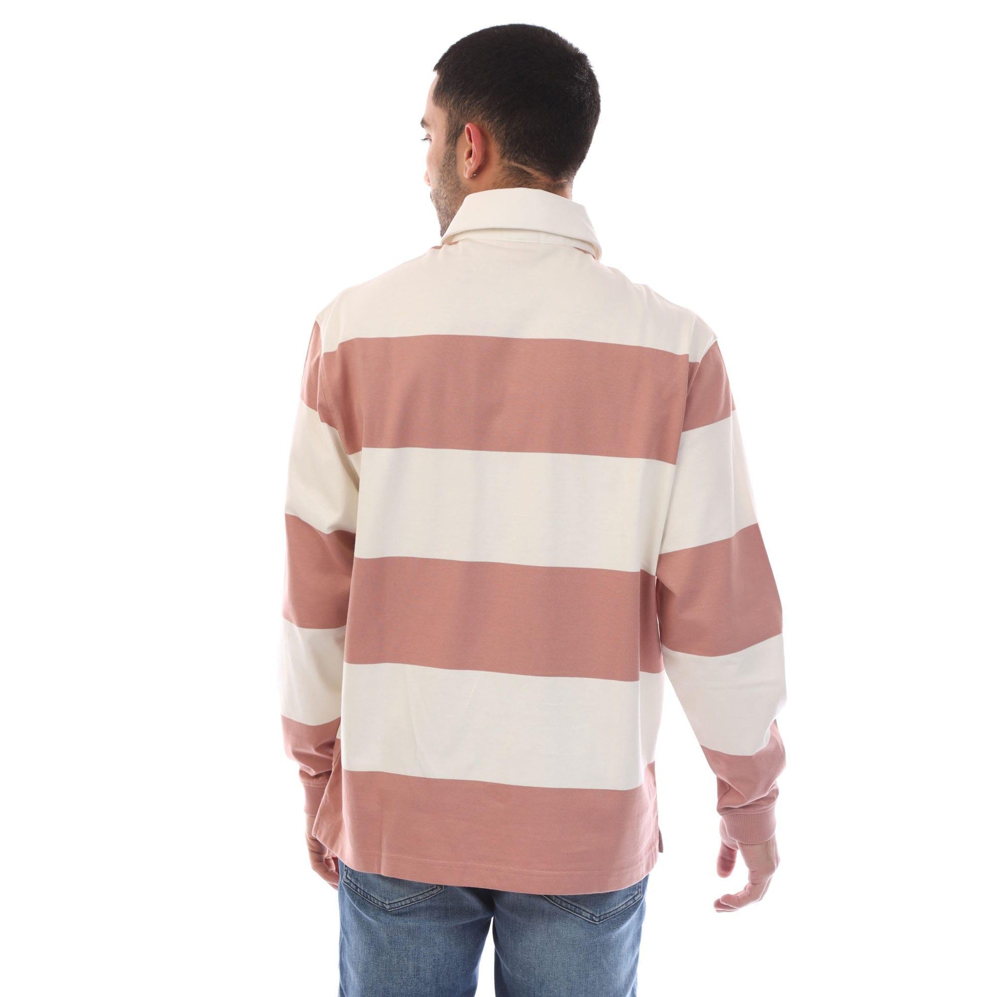 White-Pink - Back - Hugo Mens Diragbi Stripe Long-Sleeved Polo Shirt