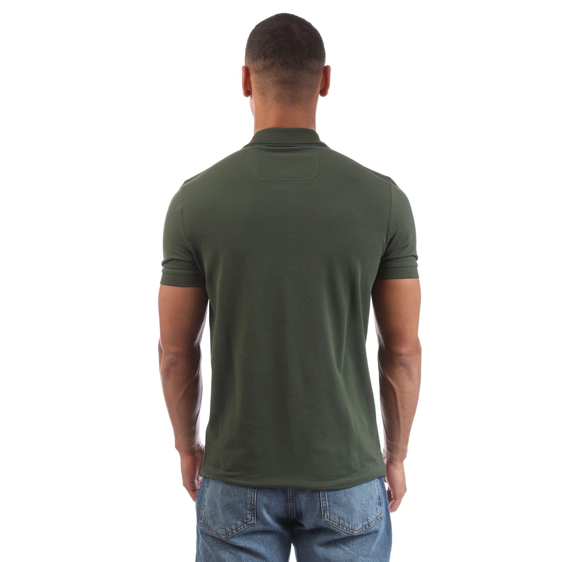 Green - Back - Boss Mens Paule 4 Tonal Logo Slim Polo Shirt