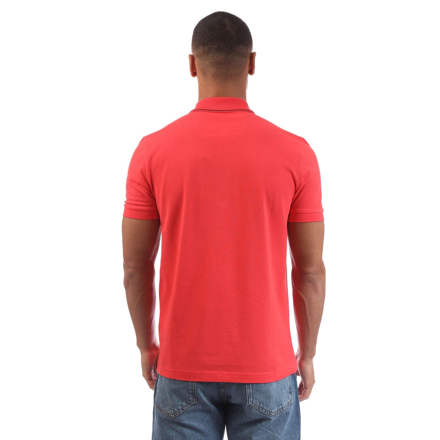 Red - Back - Boss Mens Paule 4 Tonal Logo Slim Polo Shirt