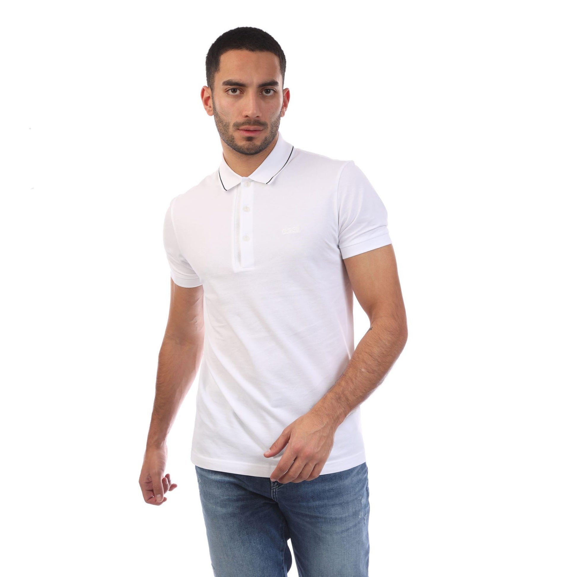 Off White - Front - Boss Mens Paule 4 Slim Polo Shirt