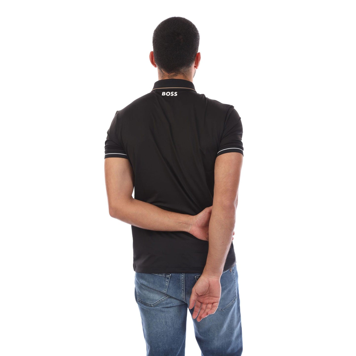 Black - Back - Boss Mens 4 Way Stretch Polo Shirt