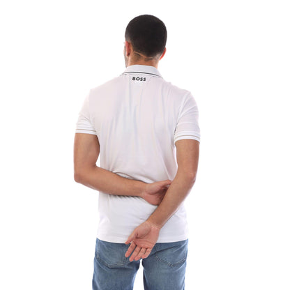 Off White - Back - Boss Mens 4 Way Stretch Polo Shirt