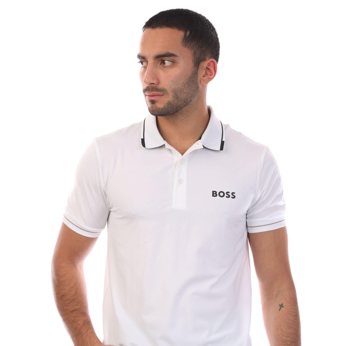Off White - Side - Boss Mens 4 Way Stretch Polo Shirt