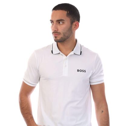 Off White - Side - Boss Mens 4 Way Stretch Polo Shirt