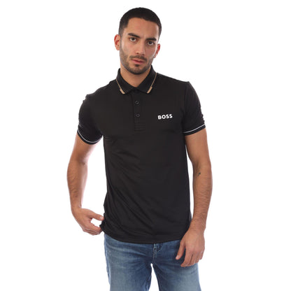 Black - Front - Boss Mens 4 Way Stretch Polo Shirt