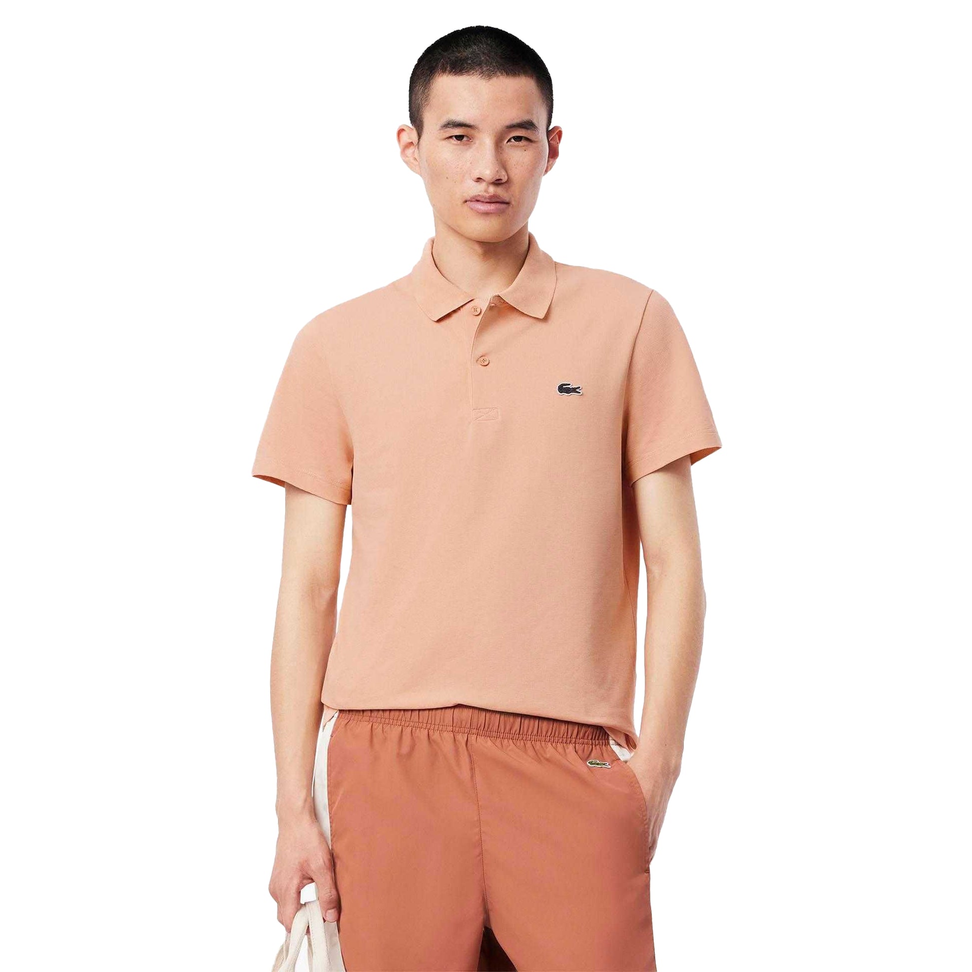 Orange - Side - Lacoste Mens Cotton Blend Polo Shirt