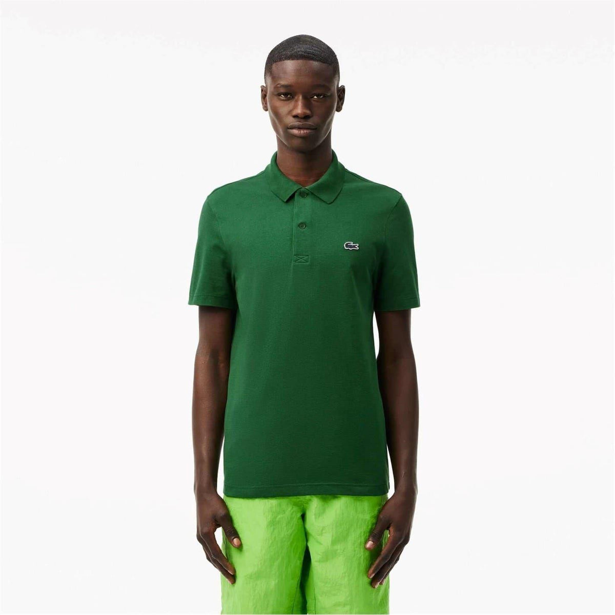 Green - Front - Lacoste Mens Cotton Blend Polo Shirt